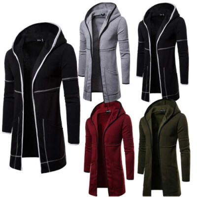 

Mens Winter Trench Coat Jacket Hoody Cardigan Sweatshirt Long Sleeve Pullover