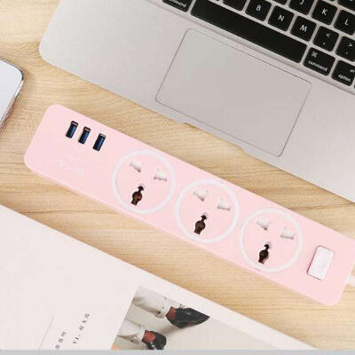 

BH-PC002 3-Hole Power Strip Extension Socket Plug With 3 USB Ports For Home Office Use