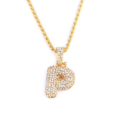 

Available Custom Bubble Letters Name Pendant Iced Out 18K Gold Rhinestone Hip Hop Necklaces Jewelry Gift