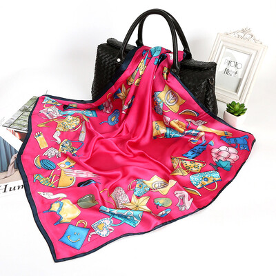 

Korean version of autumn&winter wild scarf dual-use shawl womens bib wild fashion printing silk scarves sunscreen