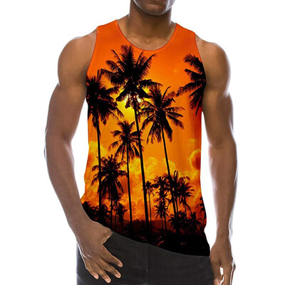 

Toponeto Mens Summer New Style 3D printed Vest Blouse Fashion Comfort Blouse Top