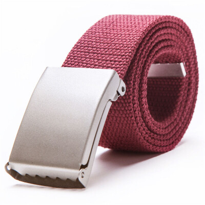 

2019 New Fashion Men Women General belts Canvas Unisex Candy Color belt Solid Buckle Military belts For Jeans Cowboy Pants 110cm