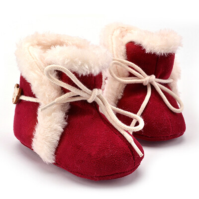 

Baby Girls Winter Snow Boots Infant Solid Bowknot Shoes Prewalker