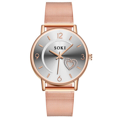 

RM Womens Casual Stainless Steel Mesh Belt Watch Simple Dial Quartz Watch