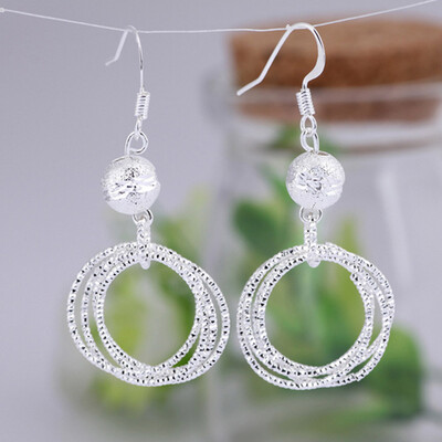 

Silver Color Bead Five Ring Women Embroidery Fashion Ear Stud Earring