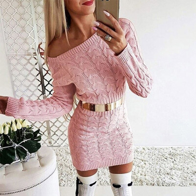 

Tailored Womens Mid-Autumn&Winter Womens Long Twisted Sweater Dresses