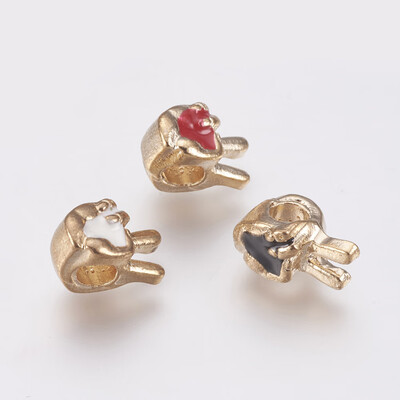 

Alloy European Beads Large Hole Beads with Enamel Victory Light Gold 13x8x9mm Hole 4mm