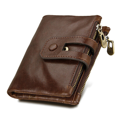 

Short Genuine Leather Cowhide Men Wallet Business Card Coin Money Male Purse Card Holder