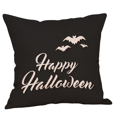 

Toponeto Happy Halloween Pillow Cases Linen Sofa Cushion Cover Home Decor
