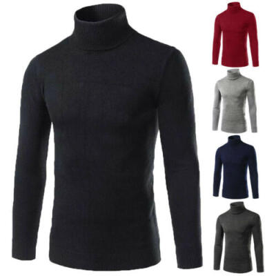 

New Men Slim Warm Knit Sweater High Neck Jumper Top Turtleneck Winter Pullover