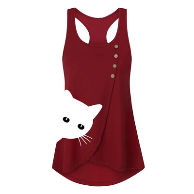 

Starmoon Women Summer Print Button Shirt Sleeveless Vest Tank Casual Tops Blouse
