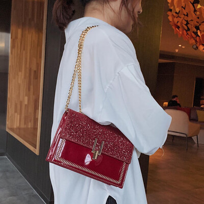

Tailored Womens Fashion Sequins Small Square Bag Chain Diagonal Bag Shoulder Bag