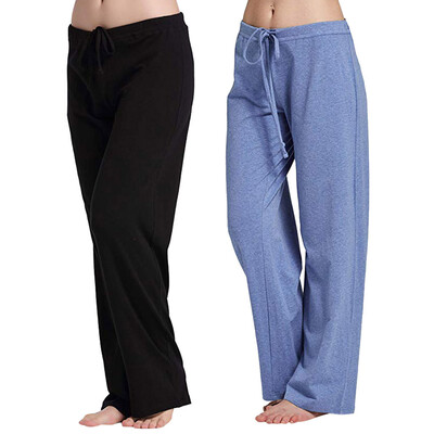 

Tailored Womens Casual Stretch Cotton Pajama Pants Simple Sport Yoga Trousers 2PC Pants