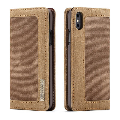 

CaseMe New Flip Case for iPhone Xs MAX 65 inch Wallet Case Folio Magnetic Case Card Holder Phone Bag Denim Canvas Cover