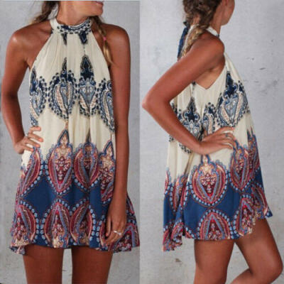 

Sexy Women Summer Boho Casual Evening Party Cocktail Beach Mini Dress Sundress