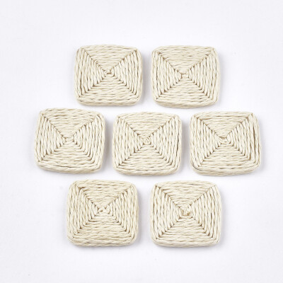 

Handmade Woven Beads Paper Imitation Raffia Covered with Wood No HoleUndrilled Square AntiqueWhite 3234x3234x45mm