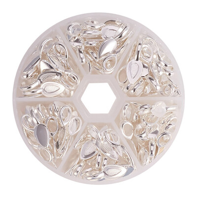 

PH PANDAHALL 1 Box Leaf Shape Tibetan Style Glue-on Flat Pad Bails Pendant Cabochon