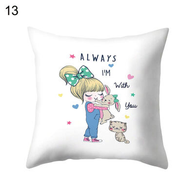 

Lovely Cartoon Girl Pillow Case Cushion Cover Sofa Bed Car Cafe Office Decor