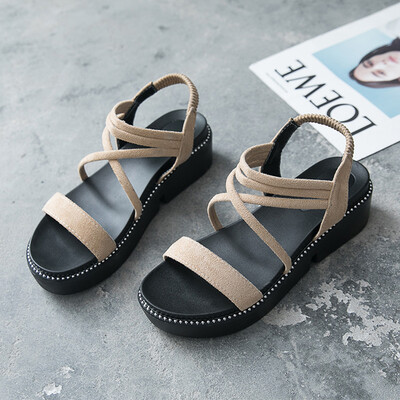 

Ins Sandals Girl Summer Baitao Student Flat Bottom Thick Bottom Fairy Wind Gentle Sandals Tide