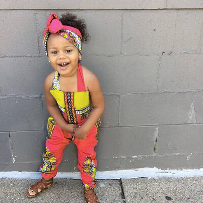 

Toddler Kid Baby Girl African Print Sleeveless Romper Hair Band Jumpsuit Clothes