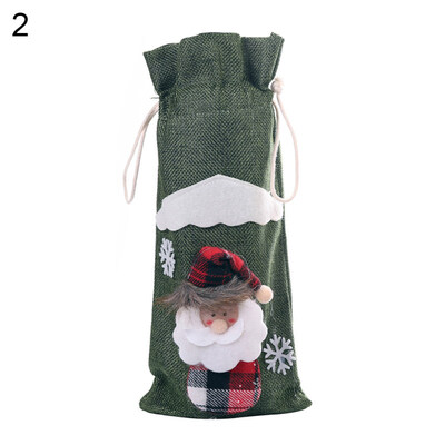 

Christmas Snowman Santa Print Wine Bottle Cover Bag Topper Party Dinner Decor