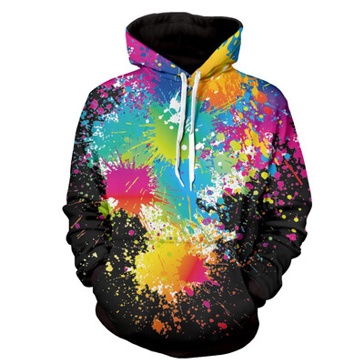 

Toponeto Mens Autumn Spring Fashion 3D Printing Hoodie Hooded Loose Long Sleeve Top