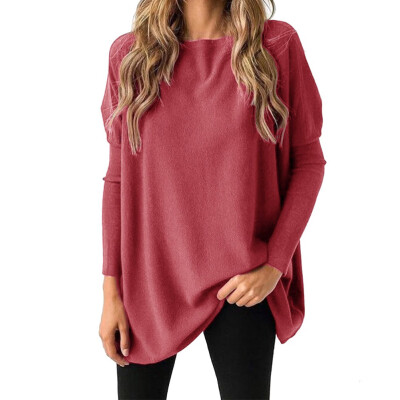 

New Autumn Winter Fashion Casual O-neck Long sleeve Solid color Loose T-shirt