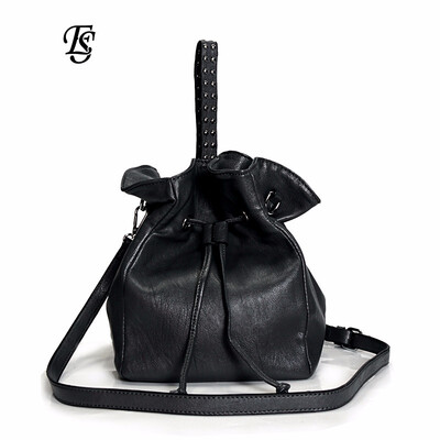 

ESHUNFA Bucket Bag 2019 New Fashion Lady Handbag Drawstring Drawstring Shoulder Messenger Bag ES8216 4326