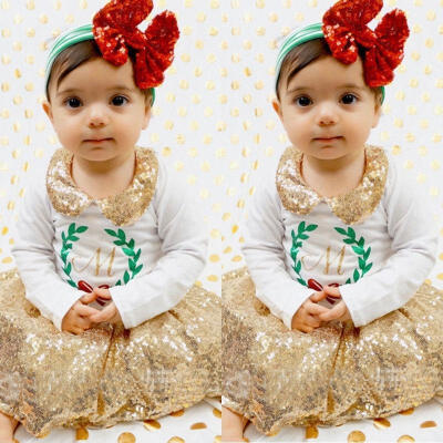 

Toddler Baby Xmas Floral Girl T-shirt Tulle Tutu Dress Headband Party Outfit Set Hot