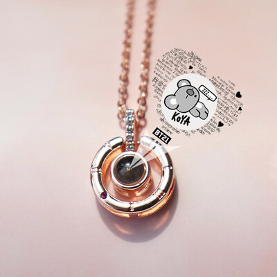 

Bracelet I Love You in 100 Languages Pendant Necklace Fashion Jewelry Alloy Chain Hot Gift for ARMY
