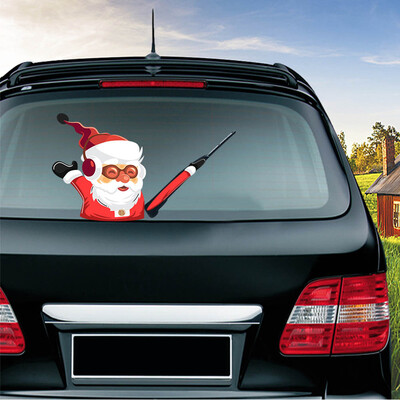 

3D Santa Claus Car Stickers Car Rear Windshield Decals Christmas Decoration Waving Wiper Stickers