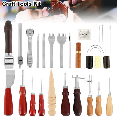 

Professional Handmade Sewing Leather Craft Tools Kit Punch Stitching Carving Working Groover Accessories DIY