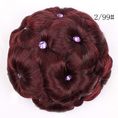

〖Follure〗Female Wig Hair Ring Curly Bride Makeup Diamond Bun Flowers Chignon Hairpiece