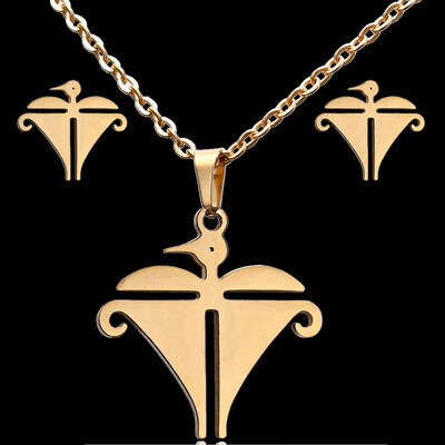 

Charms Jewelry Set Animal Horse Dragonfly Wedding Jewelry Set Women Gold-Color Jewelry Stainless Steel Necklace Stud Earrings