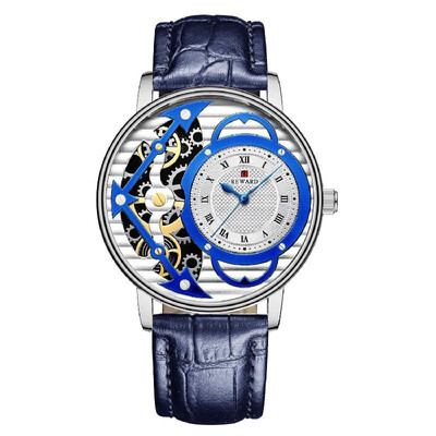 

Fashion Skeleton Mechanical Watch for Men Leisure Business Men Watch Waterproof Leather Band Male Wristwatch