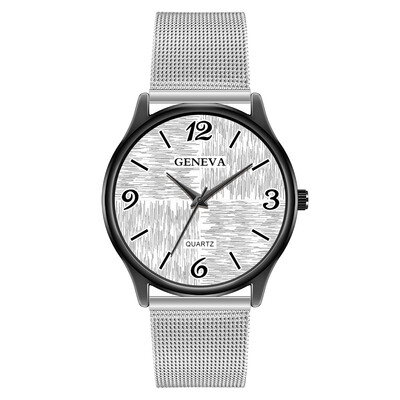 

Gobestart Fashion Cool Unique Digital Literal Multi Layer Dial Men Quartz Mesh Belt Watch