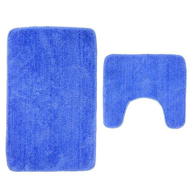 

2PcsSet Microfiber Bathroom Floor Rug Toilet Mat Solid Color Bathmats Anti-skid