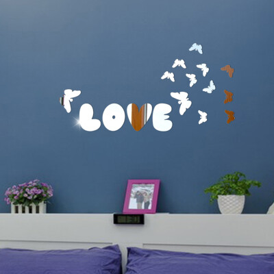 

Gobestart Mirror Wall Love Butterfly Removable Decal Vinyl Art Wall Sticker Home Decor BK