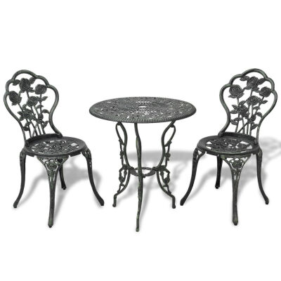

3 Piece Bistro Set Cast Aluminium Green
