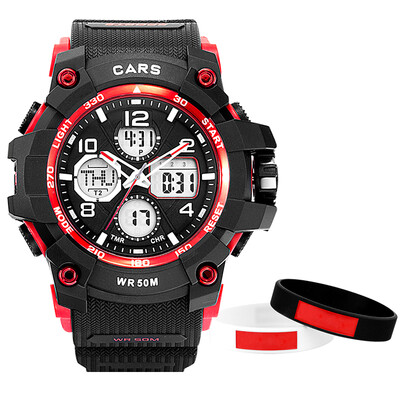 

Disney sports watch male youth high school students luminous trend waterproof electronic watch dual display multi-function outdoor large dial watch male O5304R2