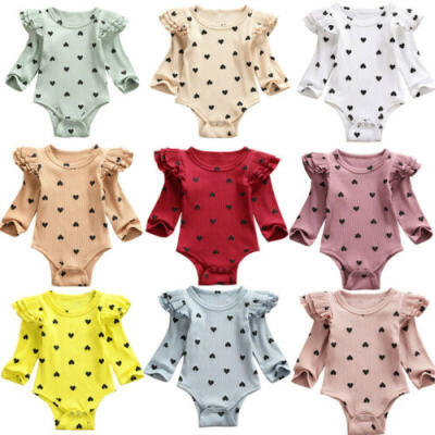 

Newborn Baby Girl Ruffle Long Sleeve Romper Bodysuit Outfit Polka Dot Jumpsuit