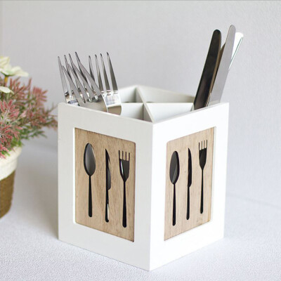 

Gobestart Multifunctional Wooden Storage Box Creative Tableware Storage Basket Hollow Box