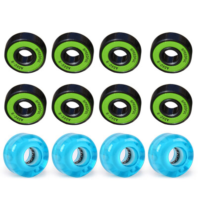 

Skateboard Wheels 54mm BLUE Glow Longboard 8pcs ABEC 9 BEARINGS Kit