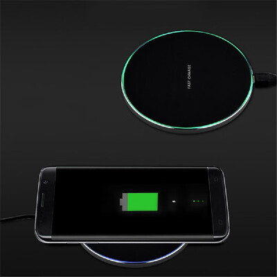 

Portable Aluminum Alloy Ultra-thin Round Shape Qi Standard Wireless Charger 10W Fast Charging Pad Universal Phone Charge Base for