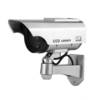 

Fake Dummy CCTV Security Camera Solar Powered With Flashing LED Light Indoor Outdoor Waterproof