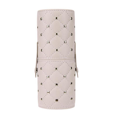 

Leather Rhombus Rivet Makeup Storage Holder Cup wBuckle for Makeup Brush