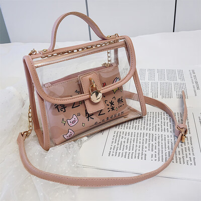 

New small bag handbags new 2019 fashion wild Korean version of the shoulder slung portable transparent chain son package