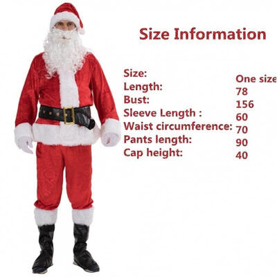 

5 Pcs Christmas Santa Claus Costume Plush Father Fancy Clothes Xmas Cosplay Props Redhigh quality
