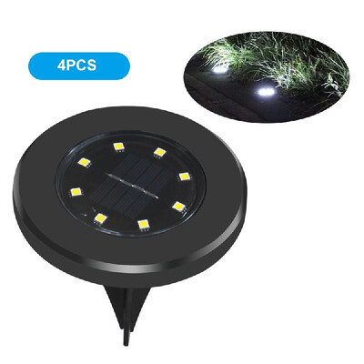 

4PCS 8LEDs Solar Buried Lamp Black Aluminum Casting Lawn Lamps Garden Light