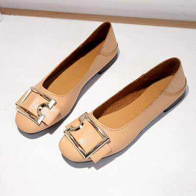 

Single-shoe girl spring Korean version of the retro granny shoes square head shallow flat-bottomed bean shoes lazy shoes